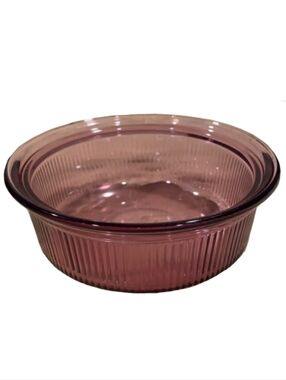 Corningware Cranberry Glass Ribbed Purple Bakeware Oven Dish Vintage Chili Bowl